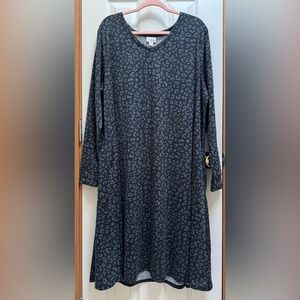 NWT LuLaRoe Charcoal & Grey Leopard Print Emily Swing Dress